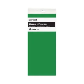 10pk Green Tissue Gift Wrap Sheets 51x66cm
