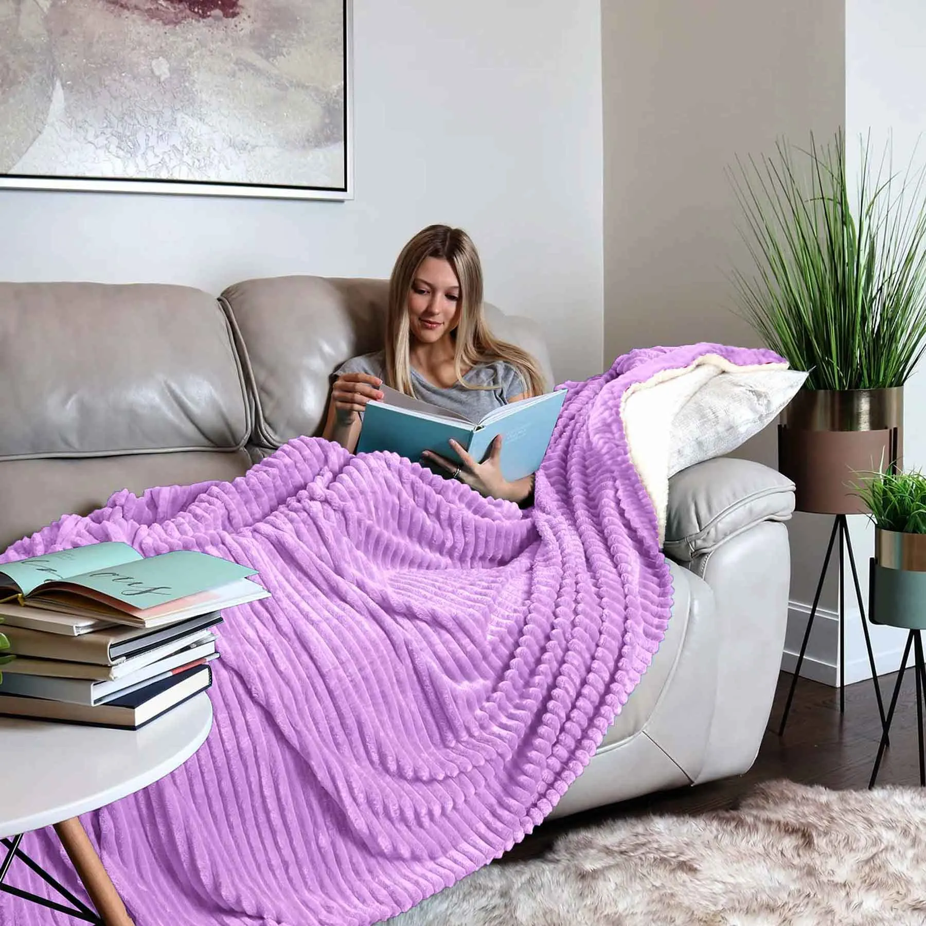 All Seasons Lines Embossed Sherpa Blanket