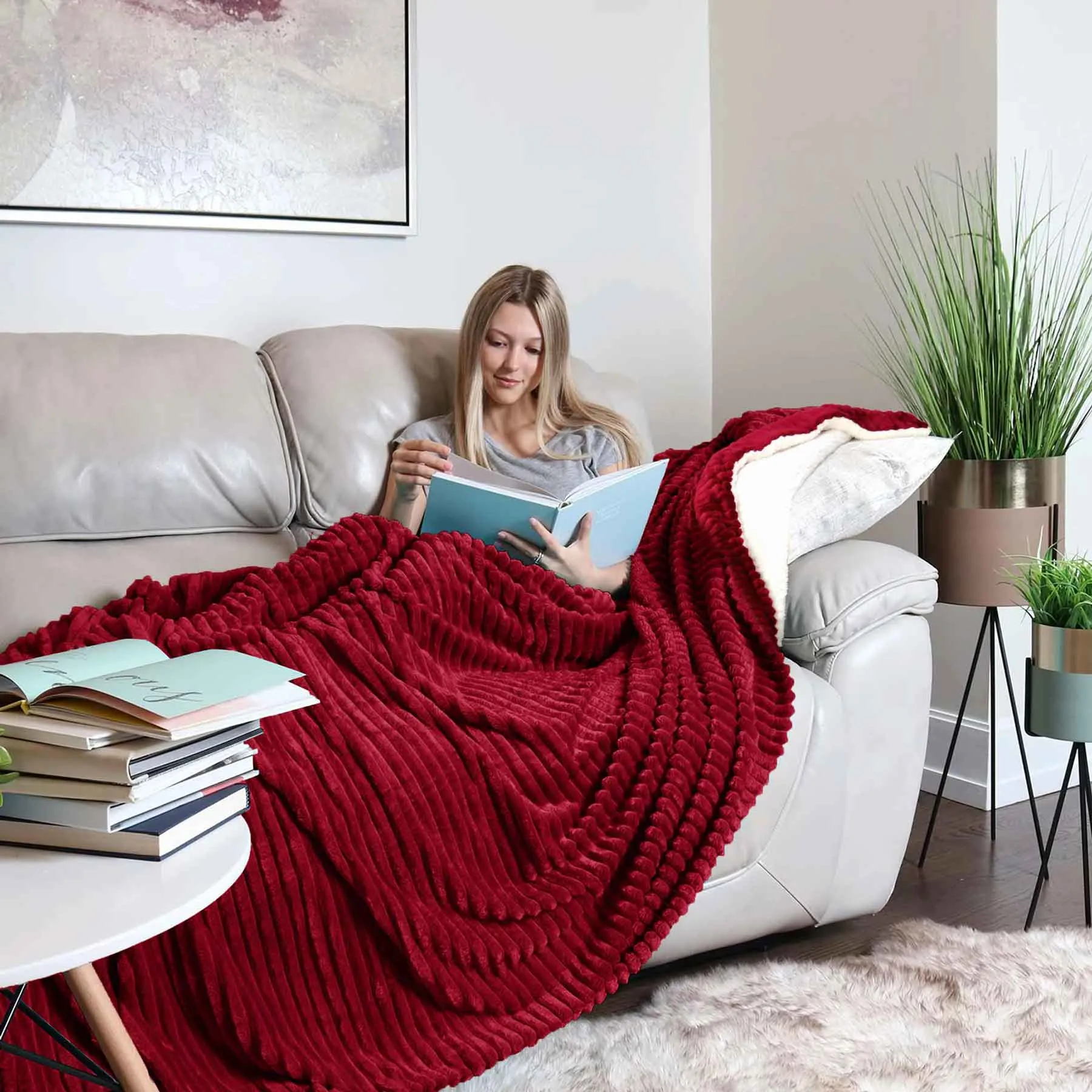 All Seasons Lines Embossed Sherpa Blanket