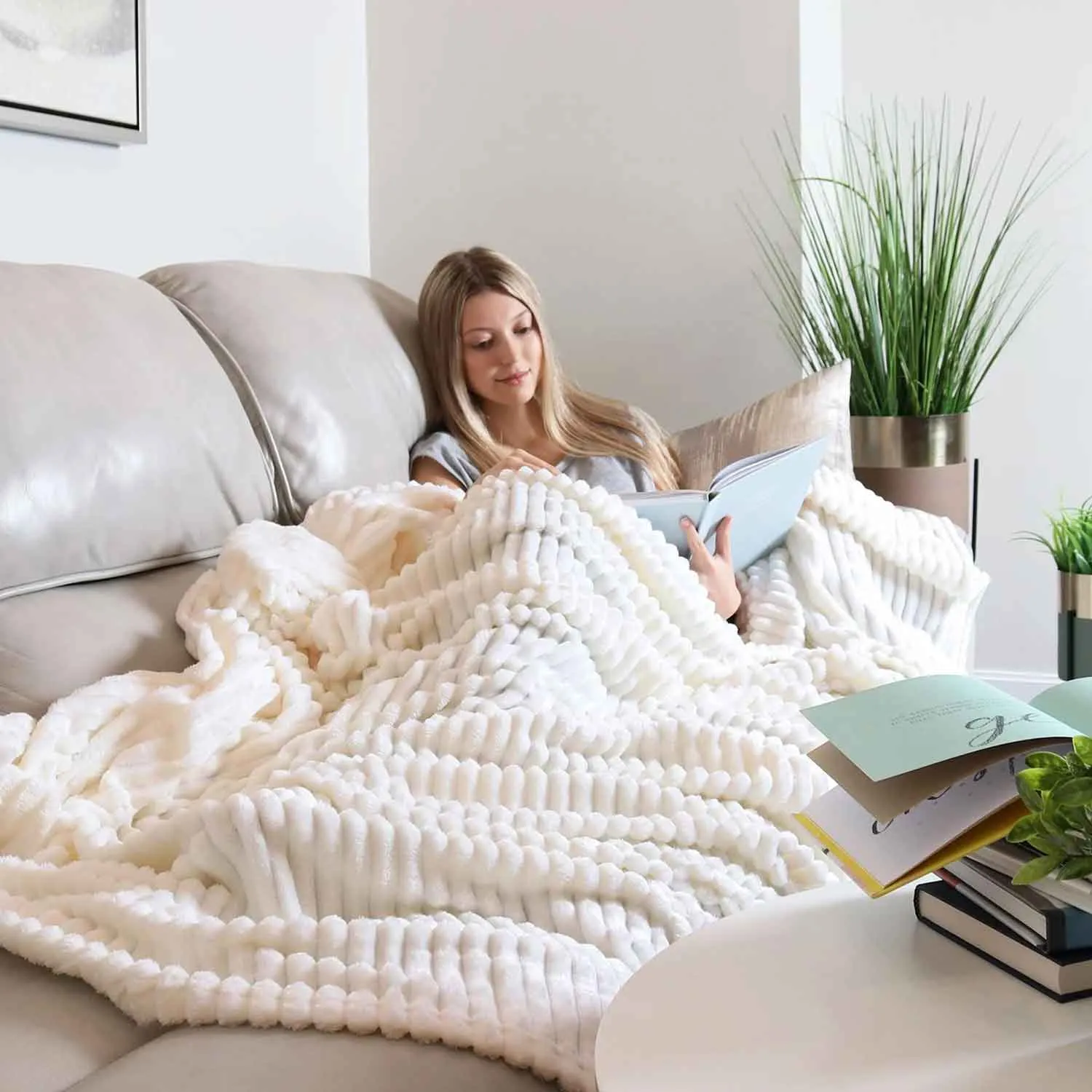 All Seasons Lines Embossed Sherpa Blanket