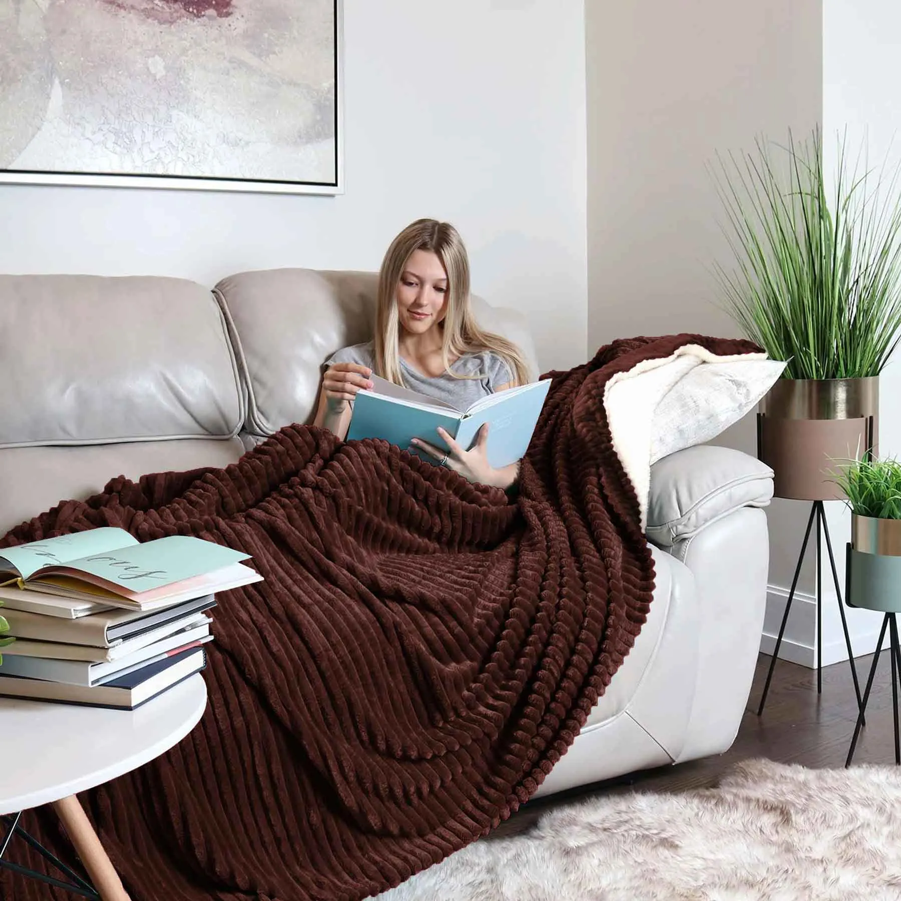 All Seasons Lines Embossed Sherpa Blanket