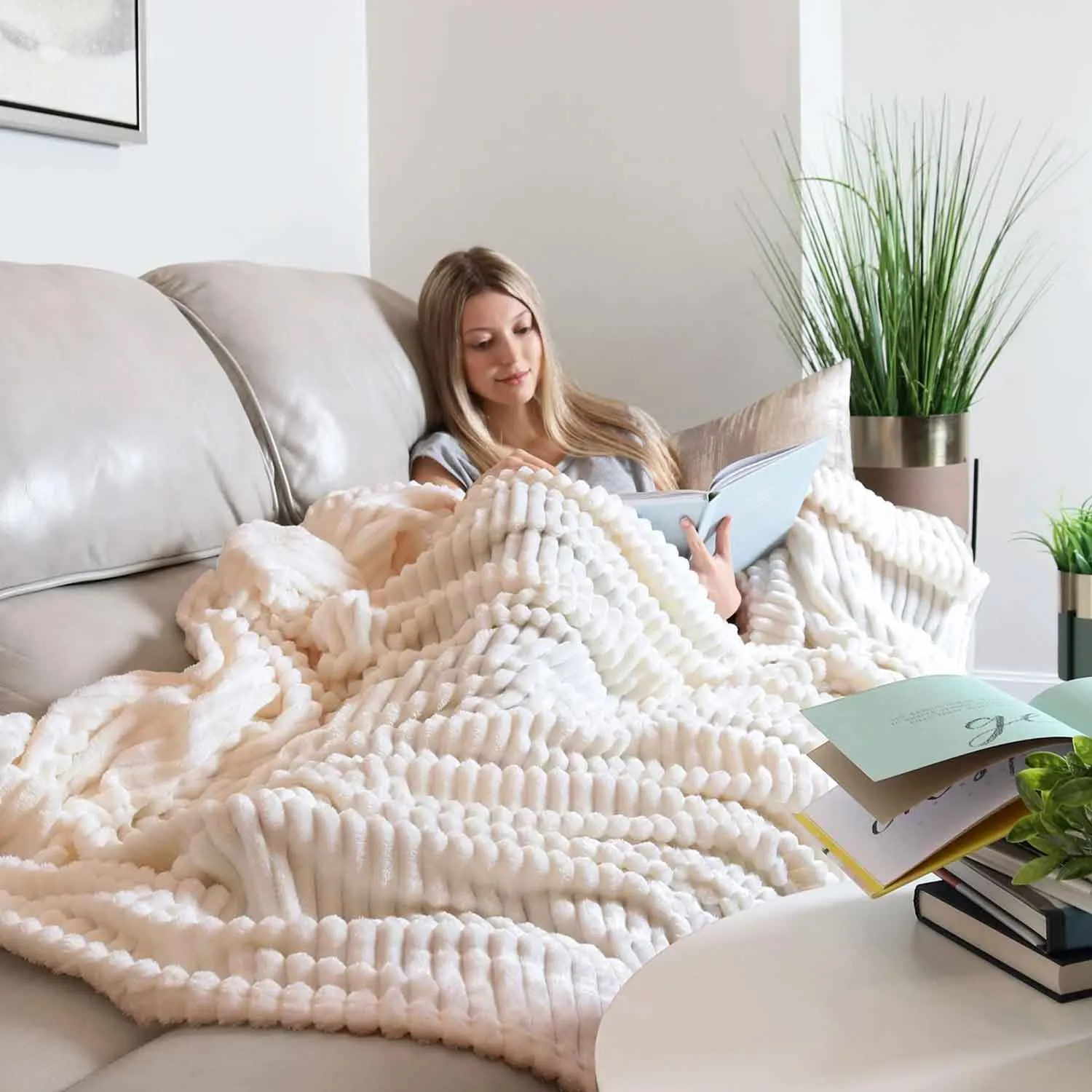 All Seasons Lines Embossed Sherpa Blanket