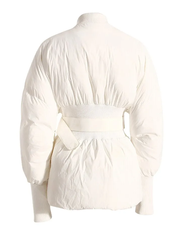 Belted Warm Big Size Cotton-padded Coat Long Sleeve Loose Fit Women Parkas Fashion Trend New Autumn Winter