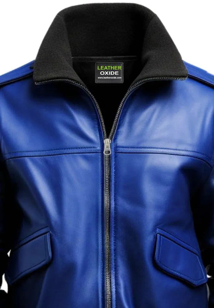 Blue Jacket - Blue Faux Leather Jacket