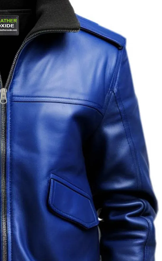 Blue Jacket - Blue Faux Leather Jacket