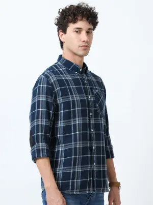 Clio - Brushed Checkered Shirt - Blue and White