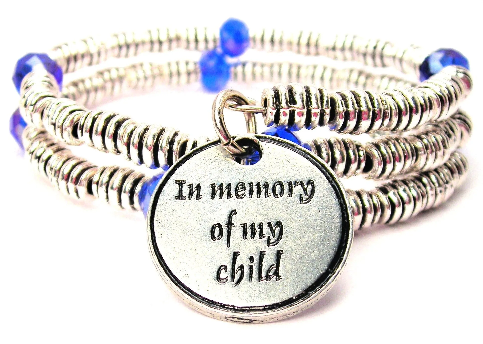 In Memory Of My Child Curly Coil Wrap Style Bangle Bracelet
