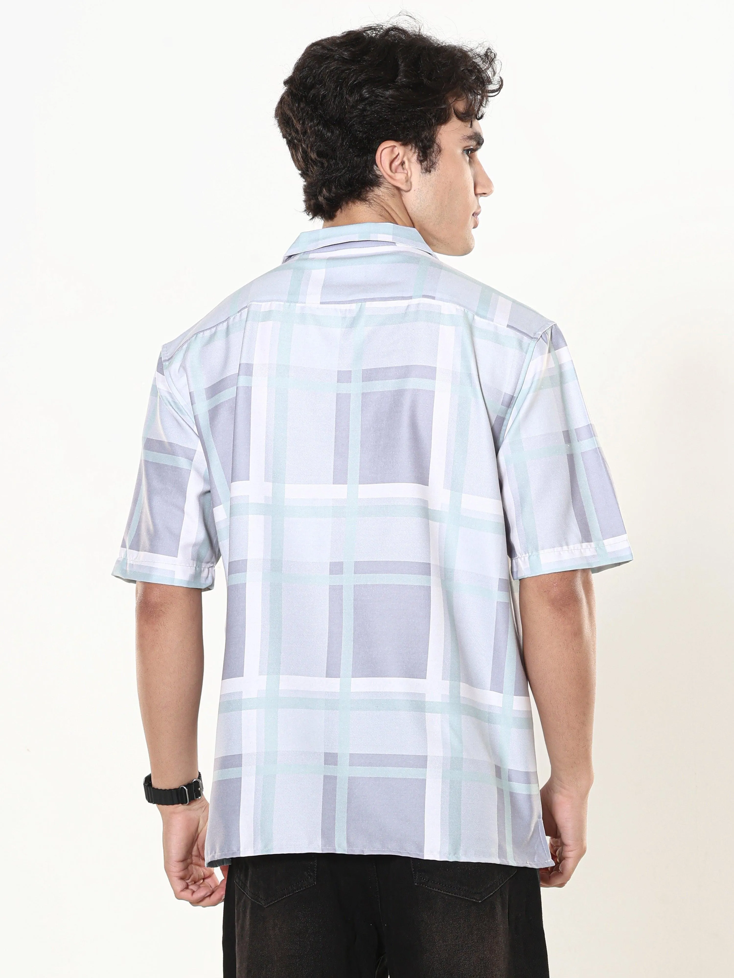 Kerenza - Checkered Lycra Shirt -Mint Green