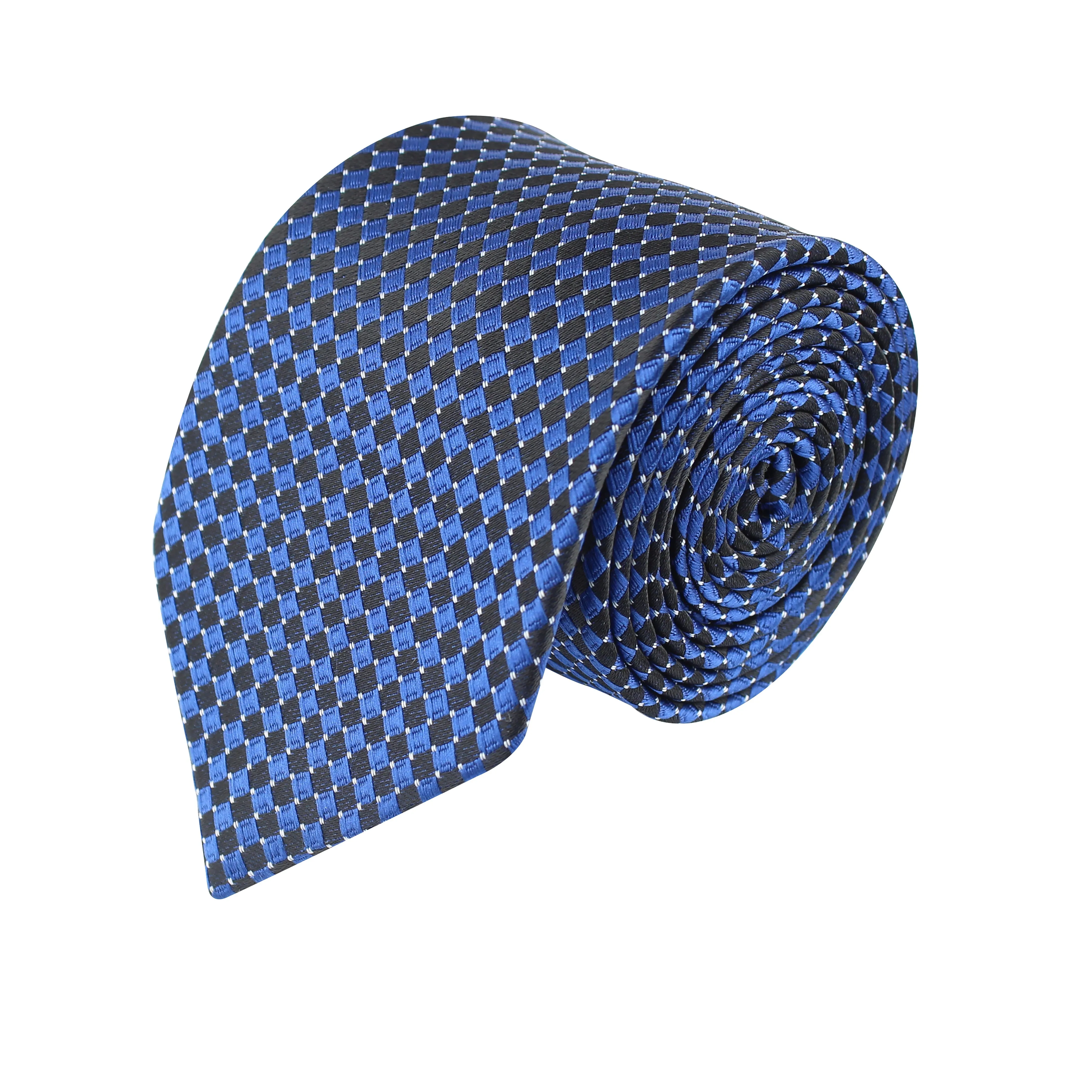 Kovove Exotic Blue Checkered Neck Tie For Men