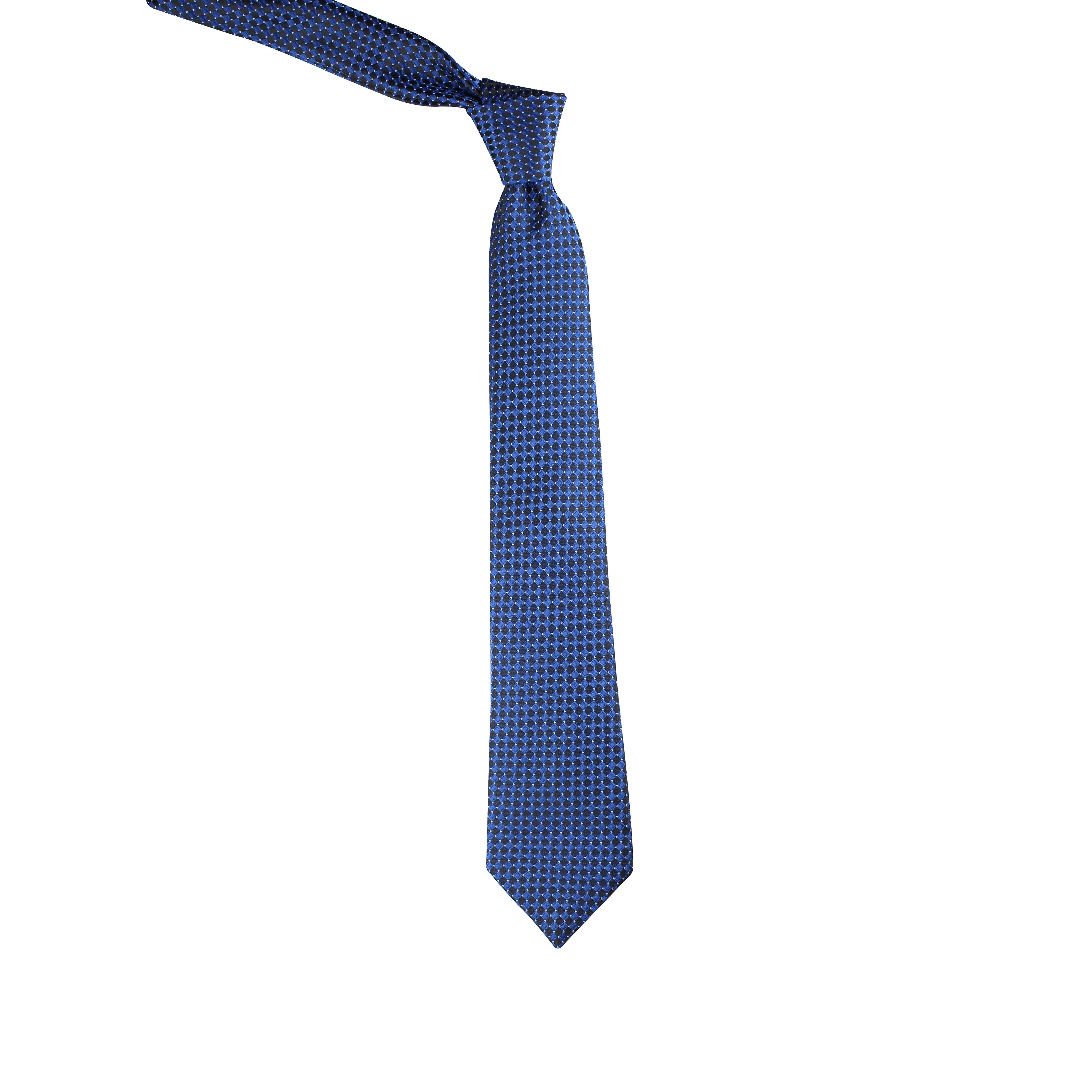 Kovove Exotic Blue Checkered Neck Tie For Men
