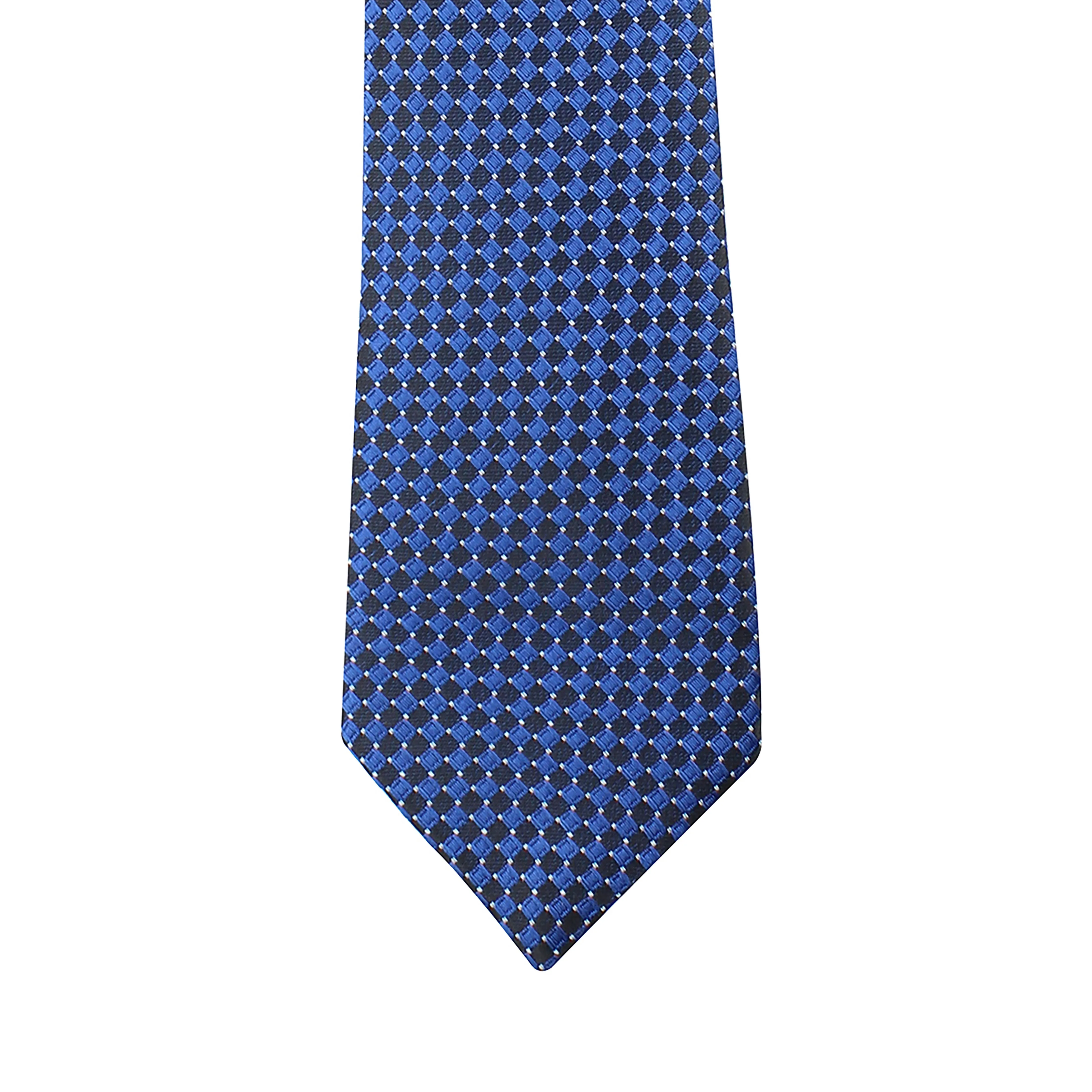Kovove Exotic Blue Checkered Neck Tie For Men