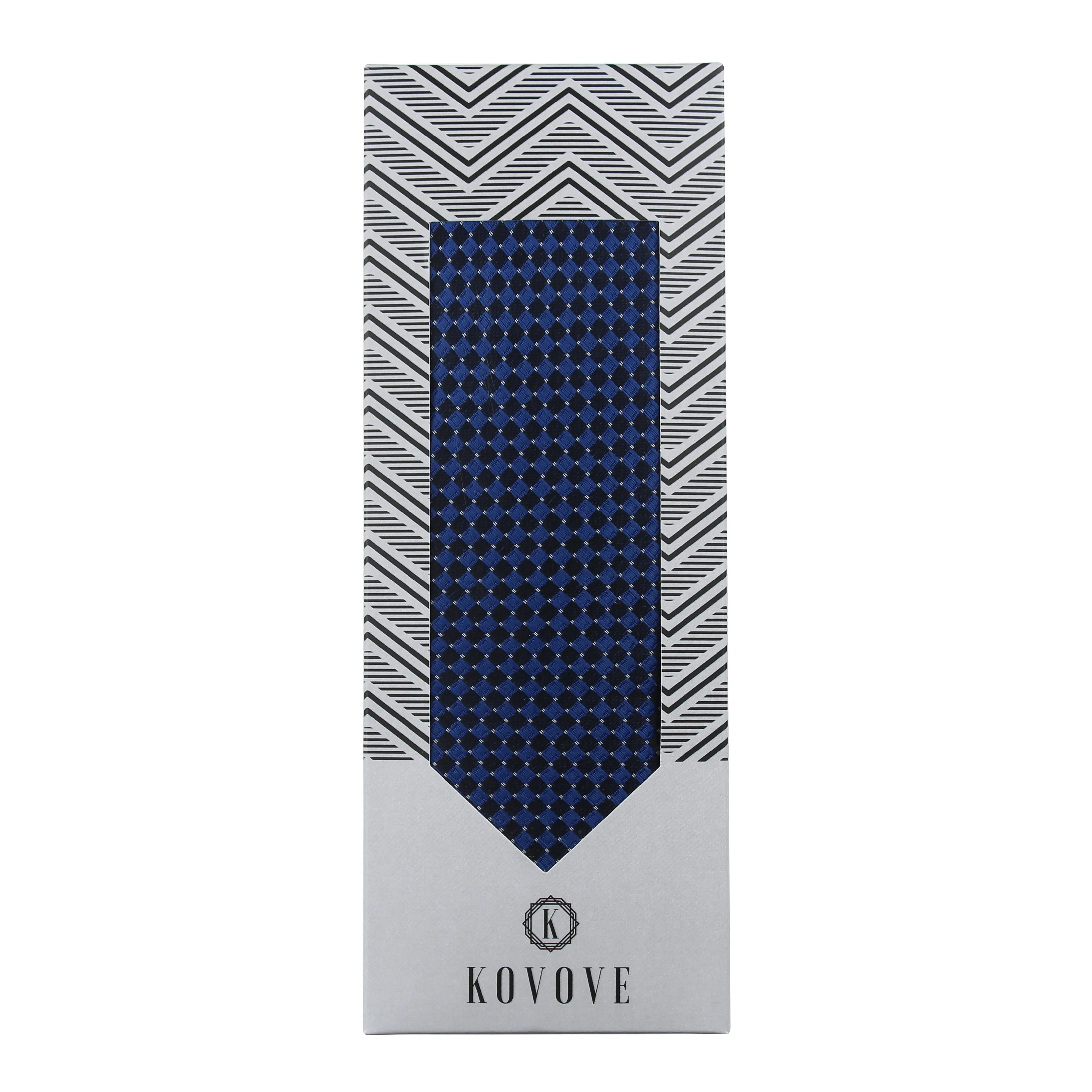 Kovove Exotic Blue Checkered Neck Tie For Men
