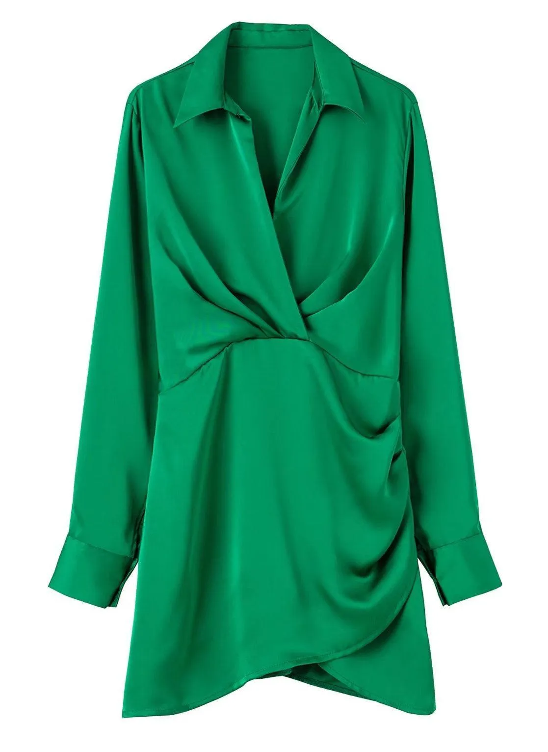 Ladies Satin Faux Solid Color Mini Dress 2650