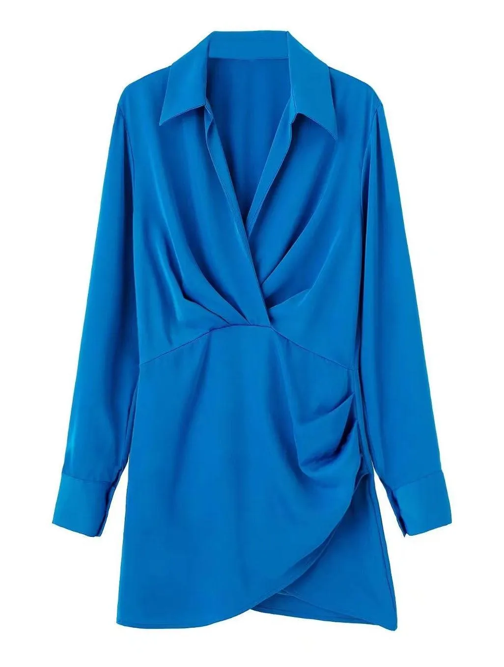 Ladies Satin Faux Solid Color Mini Dress 2650
