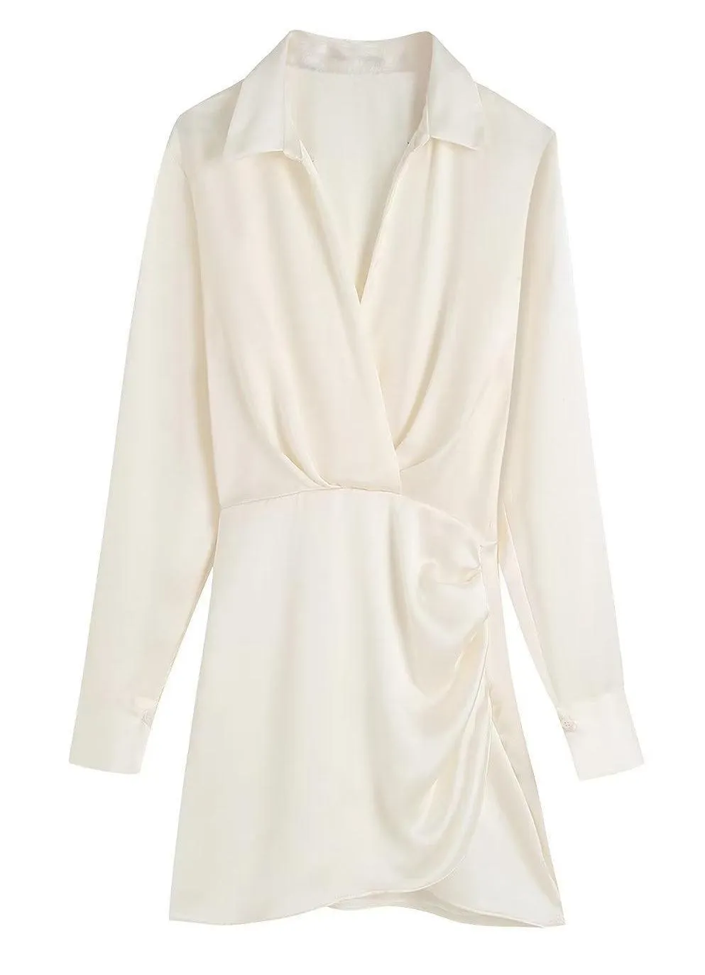 Ladies Satin Faux Solid Color Mini Dress 2650