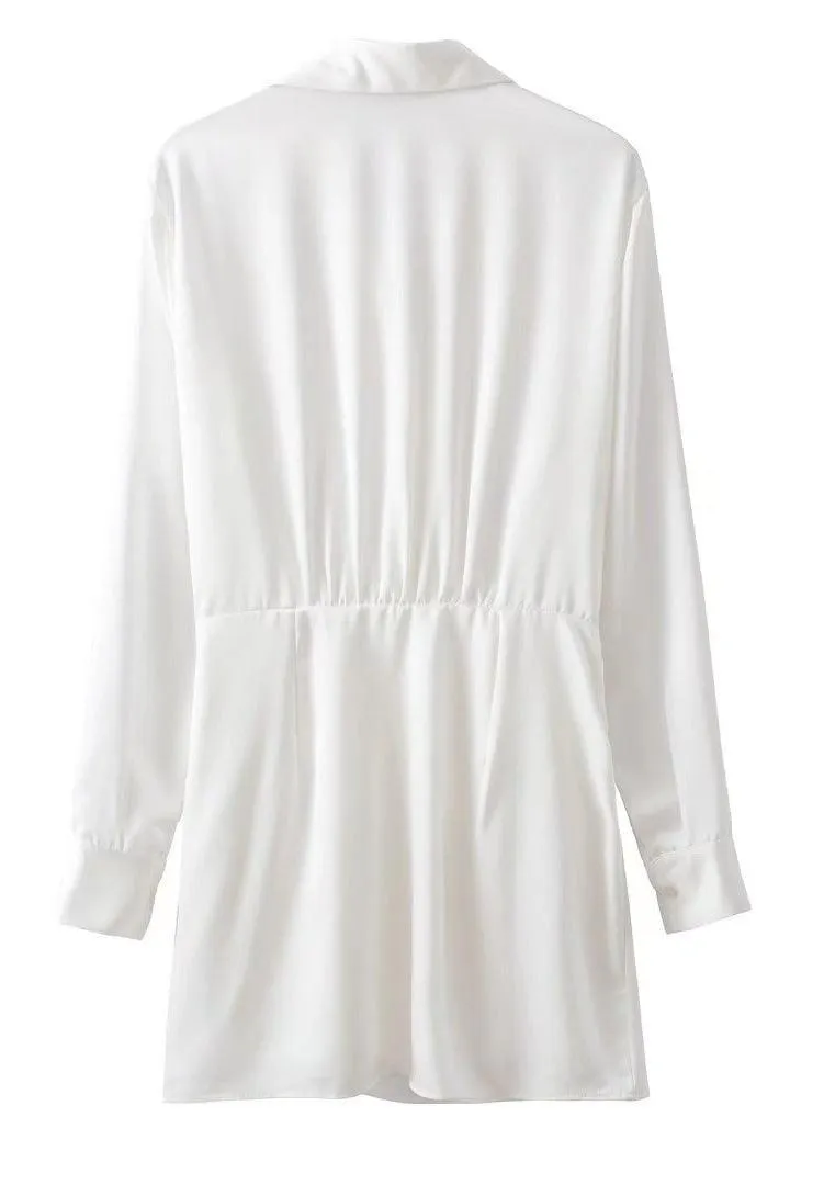Ladies Satin Faux Solid Color Mini Dress 2650