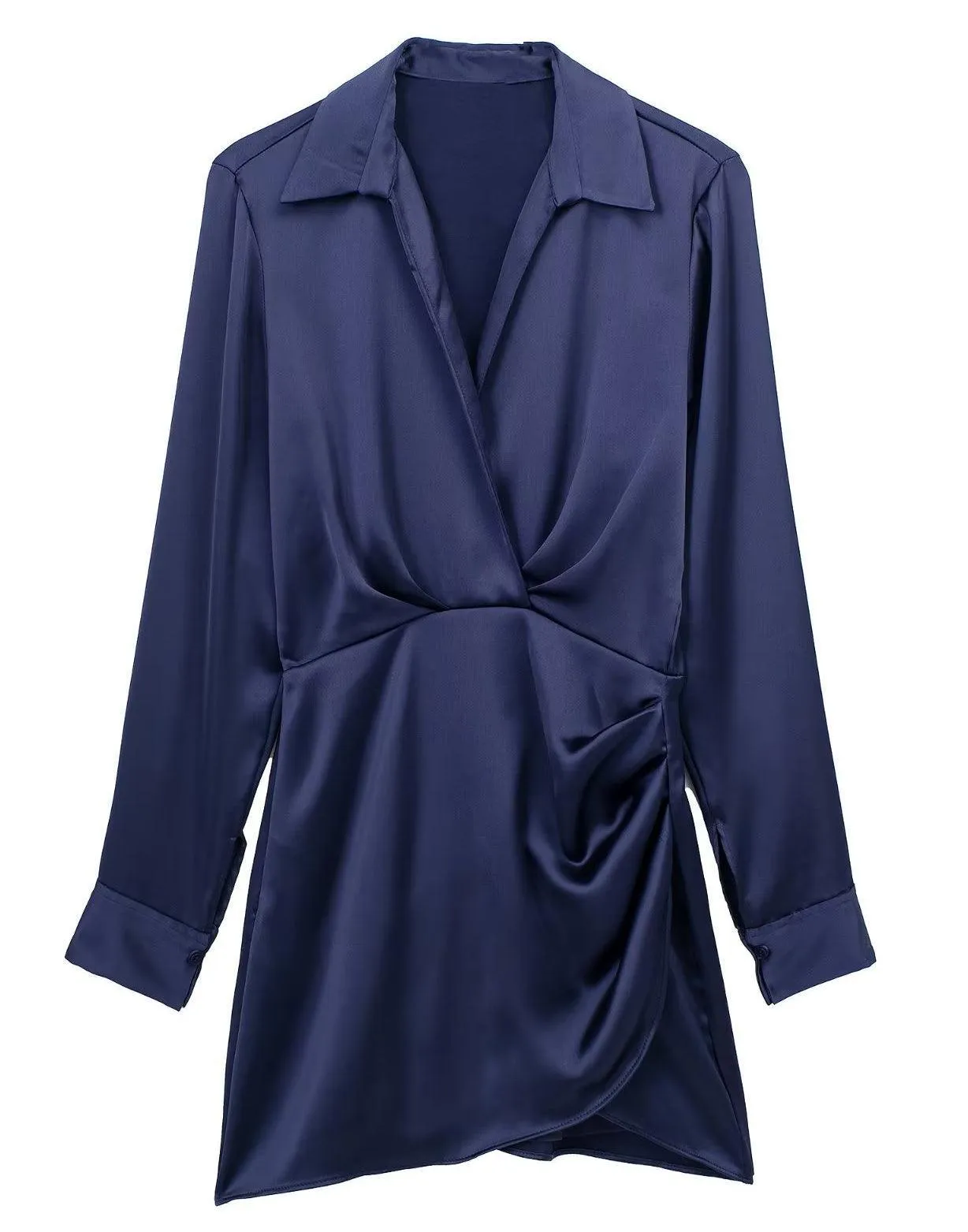 Ladies Satin Faux Solid Color Mini Dress 2650