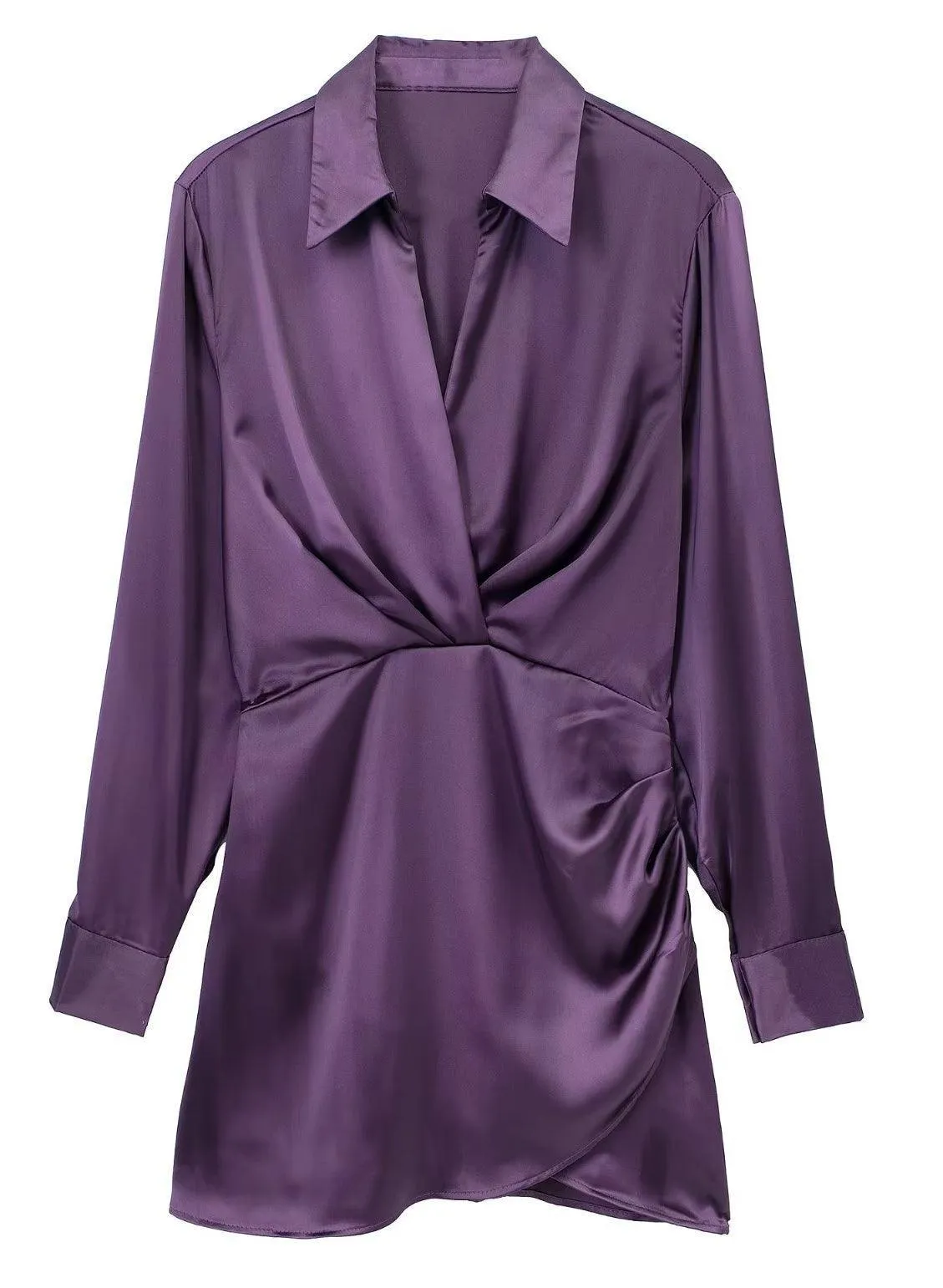 Ladies Satin Faux Solid Color Mini Dress 2650