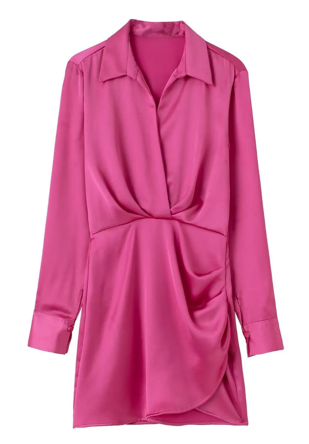 Ladies Satin Faux Solid Color Mini Dress 2650