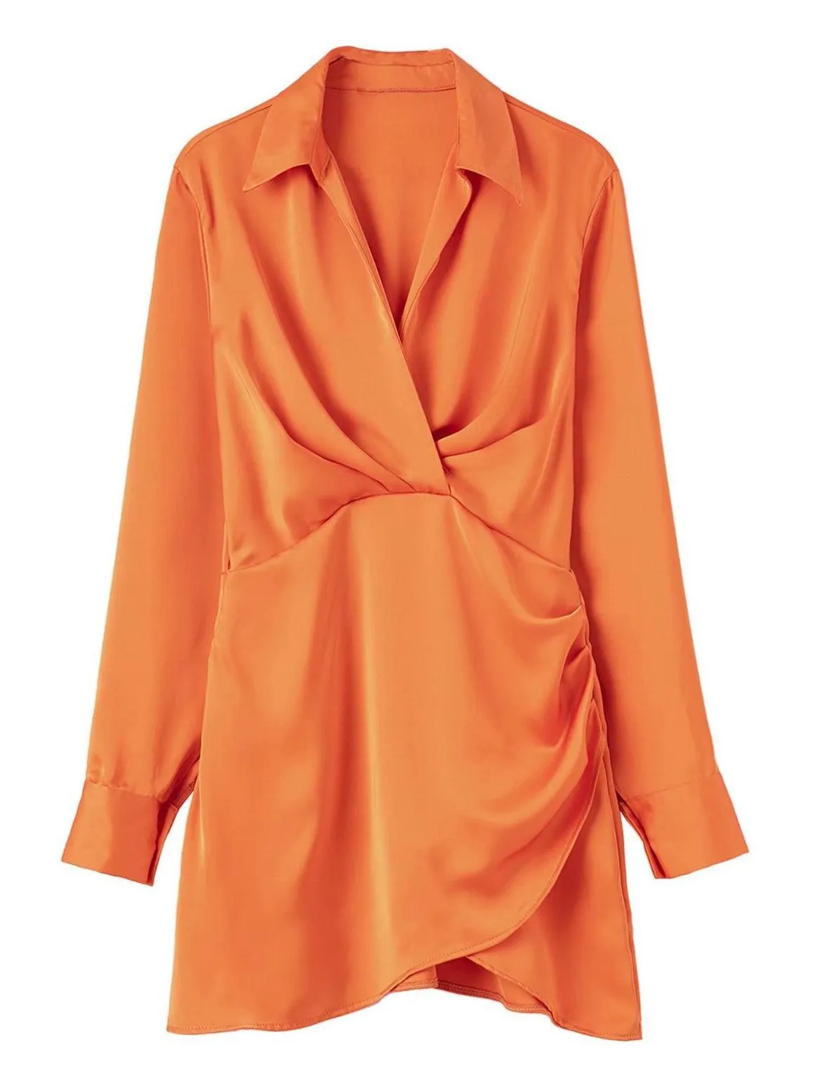 Ladies Satin Faux Solid Color Mini Dress 2650