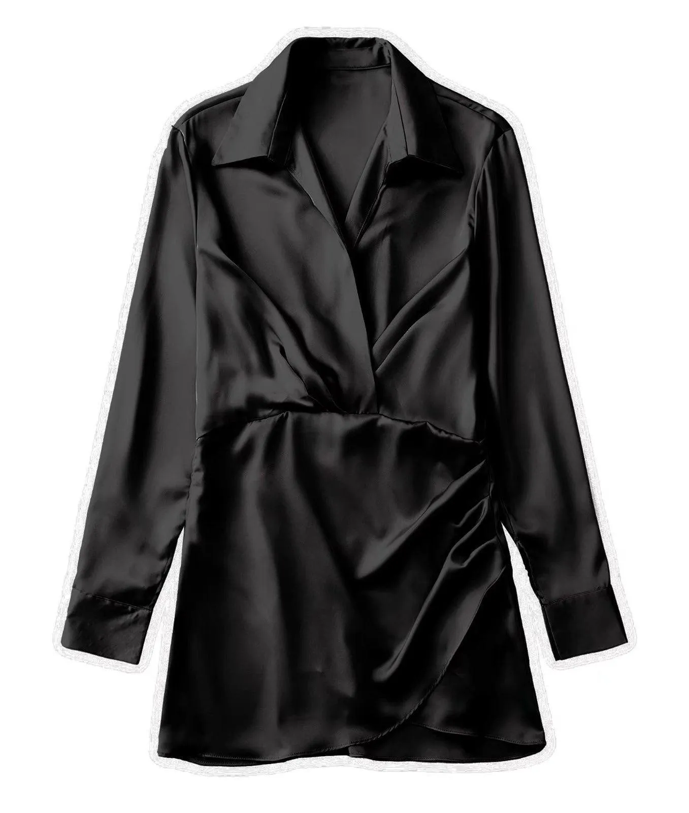 Ladies Satin Faux Solid Color Mini Dress 2650