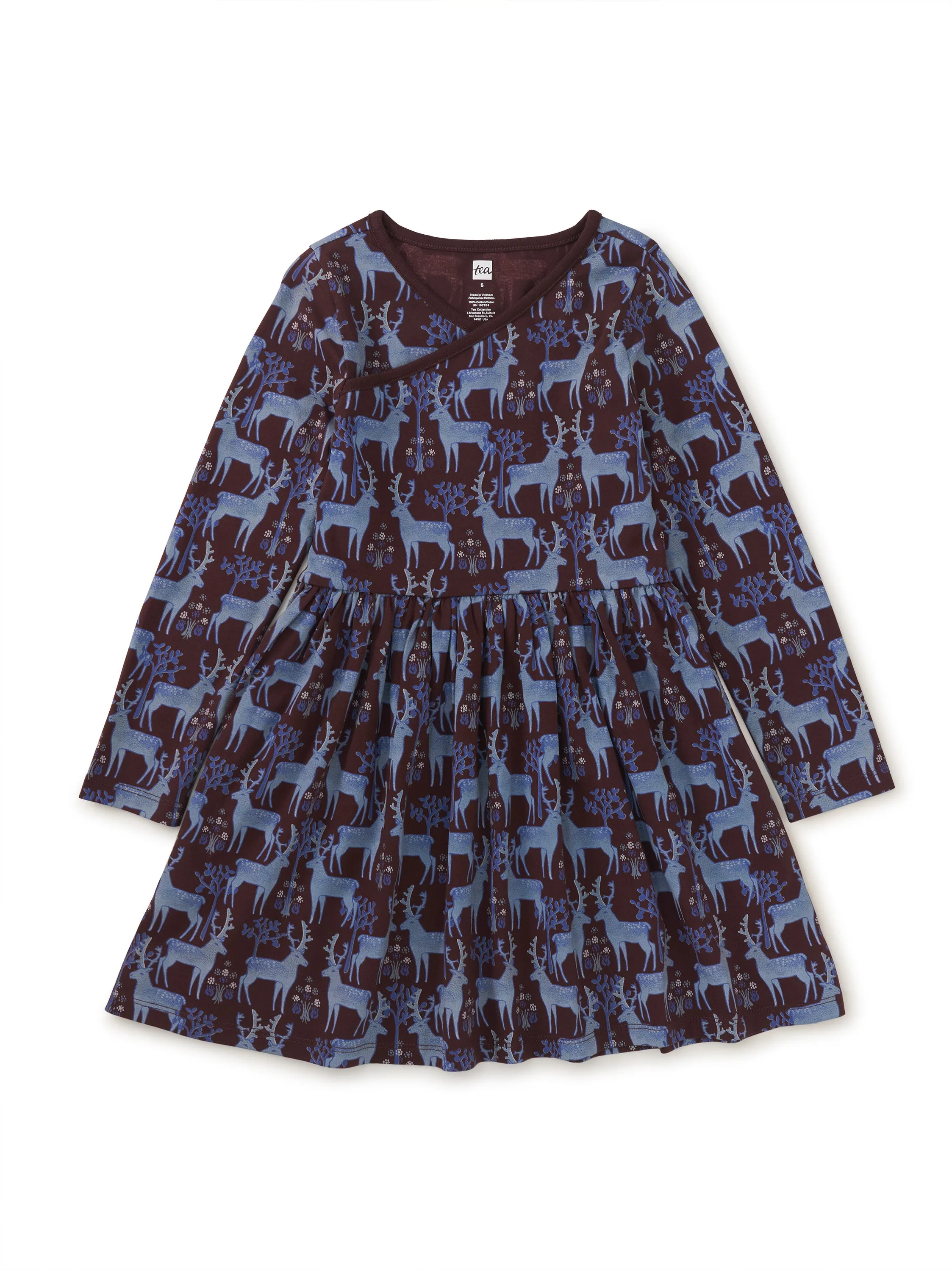 L/S Wrap Neck Dress, Anatolian Deer