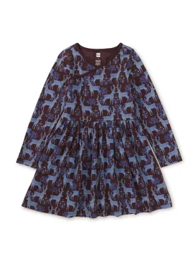 L/S Wrap Neck Dress, Anatolian Deer