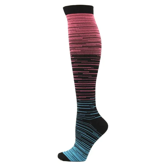 Men and Women Gradient Color Design Compression Socks