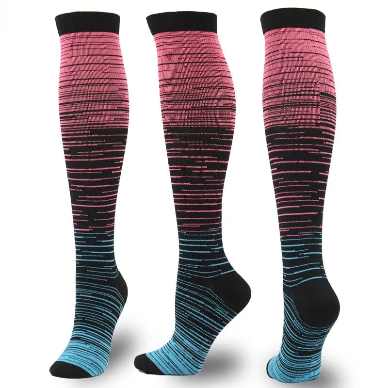 Men and Women Gradient Color Design Compression Socks