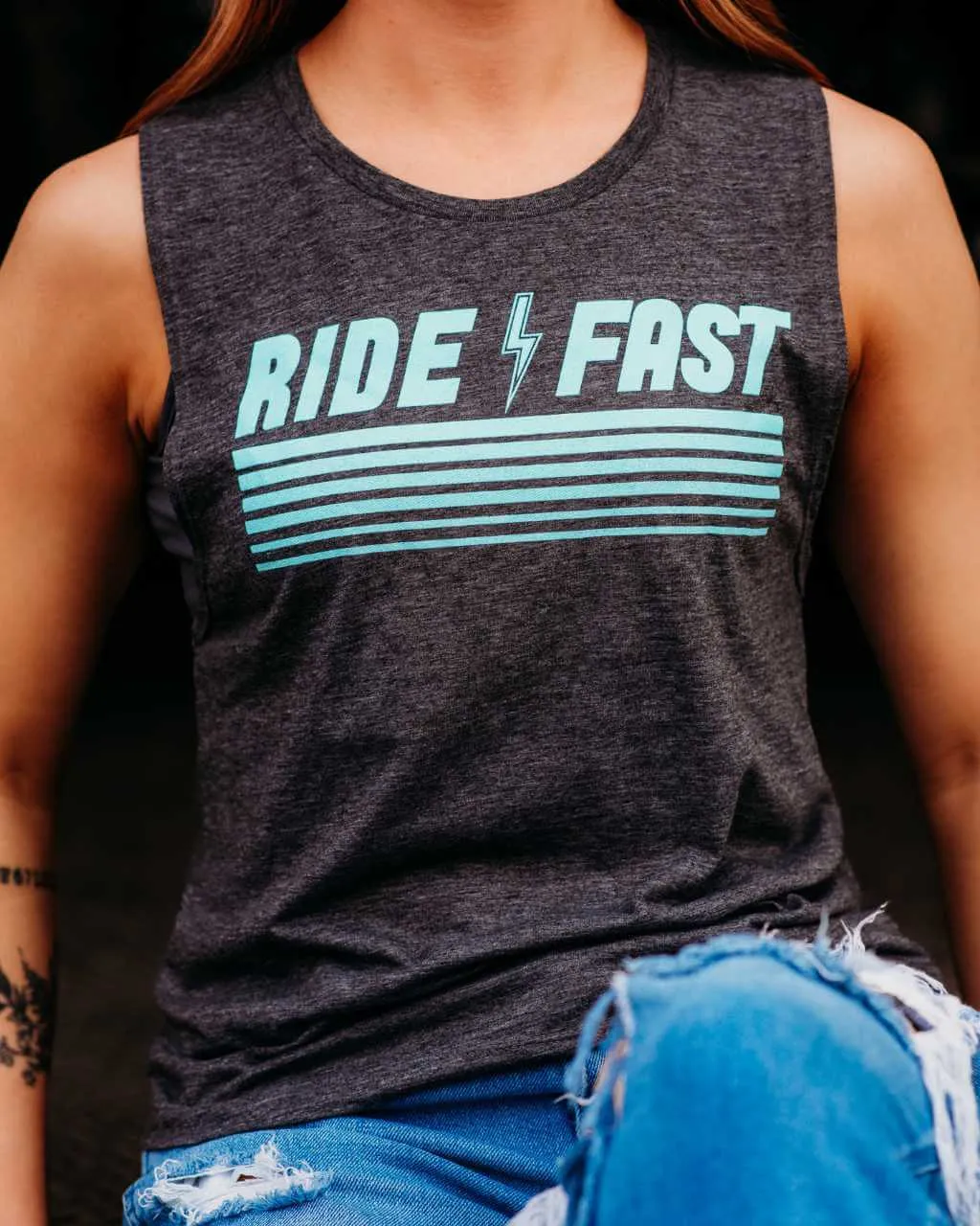 Ride Fast Muscle Tank Charcoal