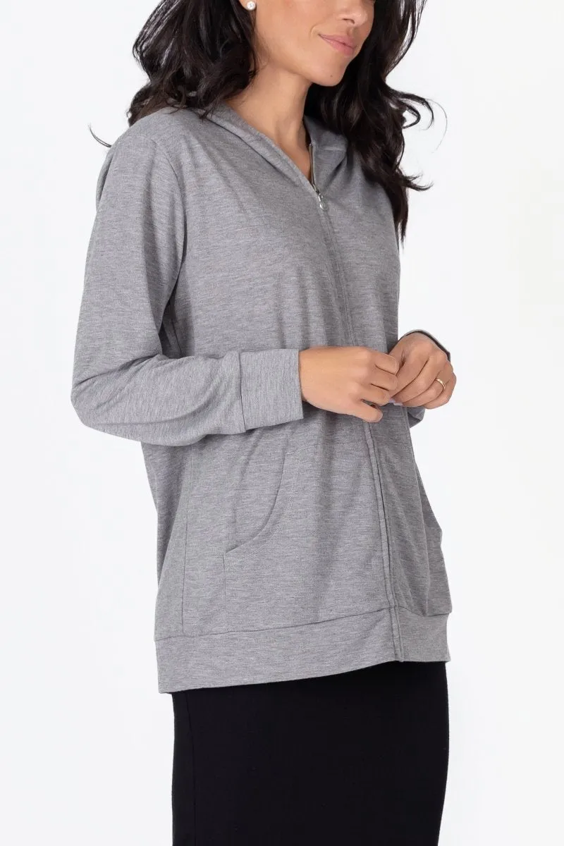 ZIP-UP CARDIGAN (GREY)