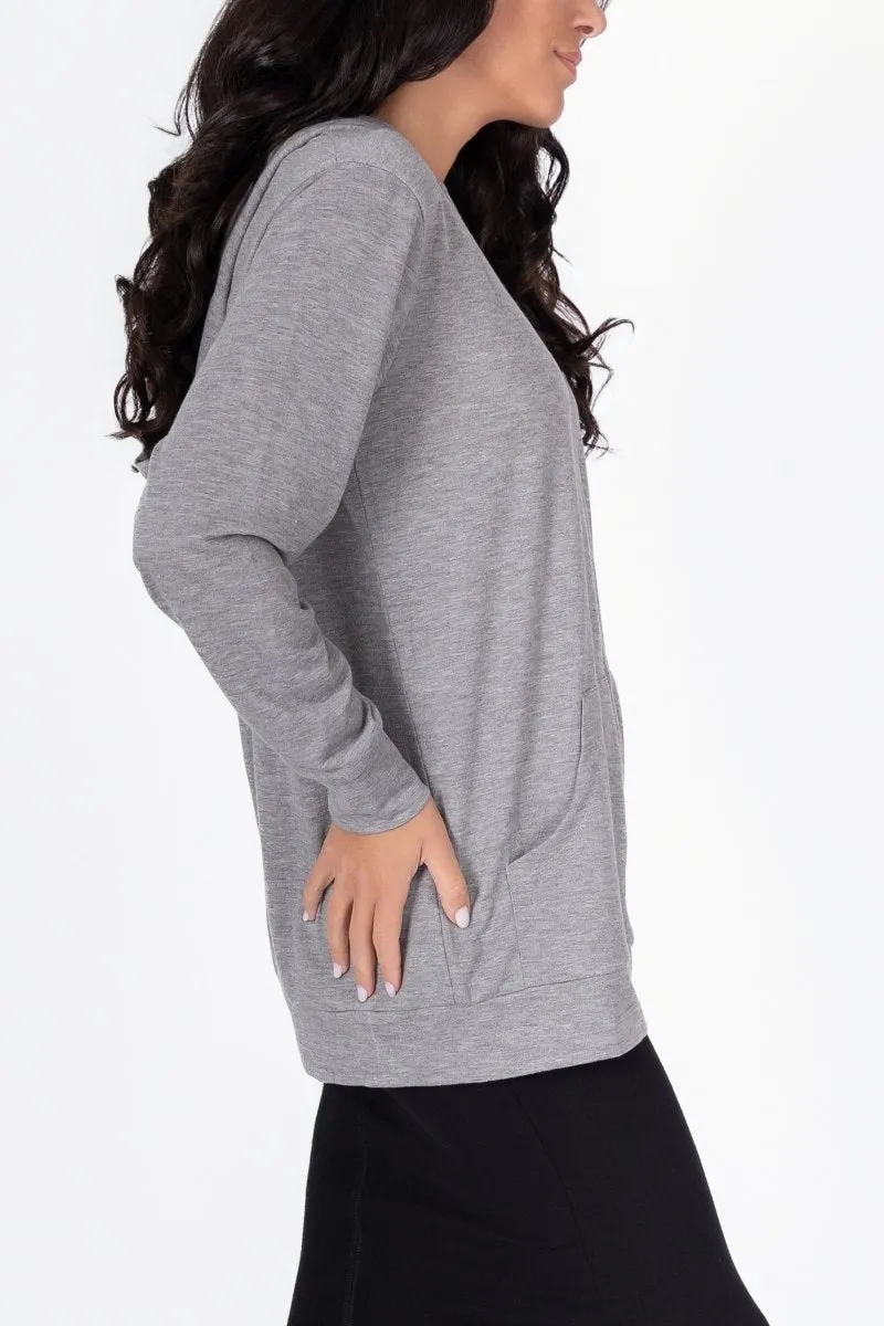 ZIP-UP CARDIGAN (GREY)